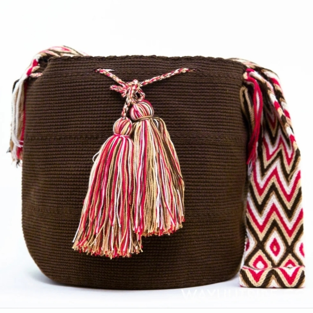 Wayuu Tribe Rio Wayuu Bag Brown Boho Bucket Tassel Crochet